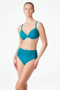 Behind The Seams High Waisted Shirred Bikini Bottom -Bleu Rod Beattie Sales bleu rod behind the seams high waist bottom high waisted bikini bottom shirred bs 34321550508207