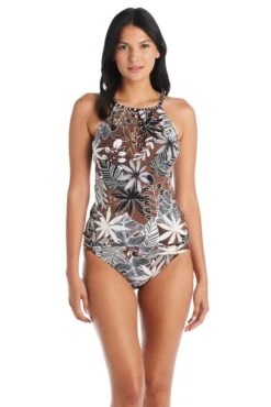 Bold Moves High Neck Tankini Top