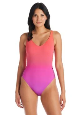 Cool Breeze Side Lace Down One Piece Swimsuit