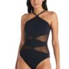 Don't Mesh With Me Diamond High Neck One Piece Swimsuit -Bleu Rod Beattie Sales bleu rod dmwm23 1 pc don t mesh with me diamond high neck one piece swimsuit 36445294362799