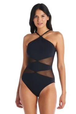 Don't Mesh With Me Diamond High Neck One Piece Swimsuit