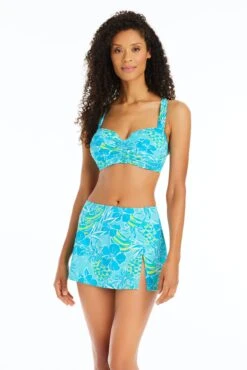 Escape To The Beach Underwire D Cup Shirred Bandeau Bikini Top -Bleu Rod Beattie Sales bleu rod escape to the beach dcup 34d etb lagoon escape to the beach underwire d cup bikini top 35796183089327