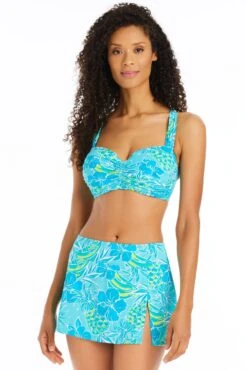 Escape To The Beach Underwire D Cup Shirred Bandeau Bikini Top