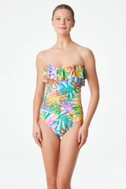 Fantasy Island Strapless Bandeau One Piece Swimsuit -Bleu Rod Beattie Sales bleu rod fantasy island 1 pc one piece swimsuit shirred ruffled bandeau fi 34320860315823