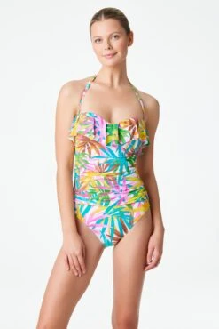 Fantasy Island Strapless Bandeau One Piece Swimsuit -Bleu Rod Beattie Sales bleu rod fantasy island 1 pc one piece swimsuit shirred ruffled bandeau fi 34320860381359