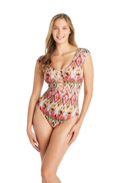 Free Spirit Cap Sleeve One Piece Swimsuit