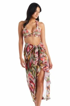 Free Spirit Long Chiffon Ruffle Pareo Cover Up