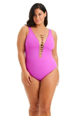 Bleu Rod Beattie Sales -Bleu Rod Beattie Sales bleu rod kore 1 pc 16w purple crush one piece high neck lace down swimsuit plus kn23 35265746698415 1