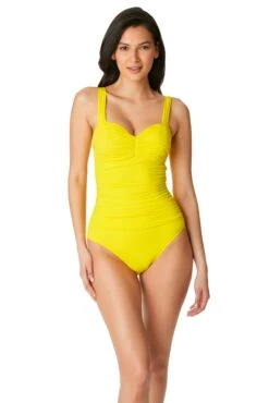 Kore One Piece Shirred Bandeau Swimsuit -Bleu Rod Beattie Sales bleu rod kore 1 pc lemon squeeze 4 one piece shirred bandeau swimsuit 33673642967215