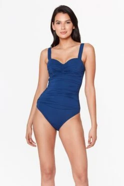 Kore One Piece Shirred Bandeau Swimsuit -Bleu Rod Beattie Sales bleu rod kore 1 pc navy 4 one piece shirred bandeau swimsuit 31928048582831