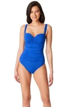 Kore One Piece Shirred Bandeau Swimsuit -Bleu Rod Beattie Sales bleu rod kore 1 pc one piece shirred bandeau swimsuit 33673643262127