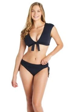 Kore Cap Sleeve Tie Front Bikini Top -Bleu Rod Beattie Sales bleu rod kore top 4 black kore cap sleeve tie front bikini top 36044469403823