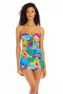 Life Of The Party Draped Bandeau Tankini Top