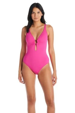 Ring Me Up One Piece Plunge Cross Back Swimsuit -Bleu Rod Beattie Sales bleu rod mu23 1 pc 4 punch one piece cross back swimsuit mu 35175425507503