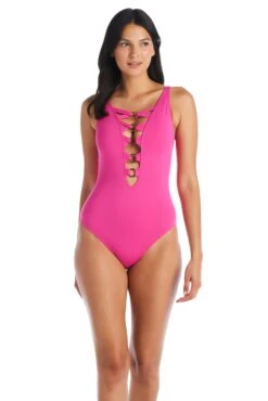 Ring Me Up One Piece Lace Down Ring Front Swimsuit -Bleu Rod Beattie Sales bleu rod mu23 1 pc punch 4 one piece lace down ring front swimsuit mu 35175436550319