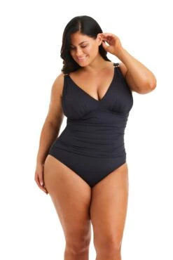Bleu Rod Beattie Sales -Bleu Rod Beattie Sales bleu rod mu23 tankini 16w black surplice shirred waist one piece swimsuit plus mu 35265892548783