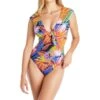 Night Safari Cap Sleeve One Piece Swimsuit -Bleu Rod Beattie Sales bleu rod night safari 1 pc cap sleeve tie front one piece swimsuit ns 35113670312111