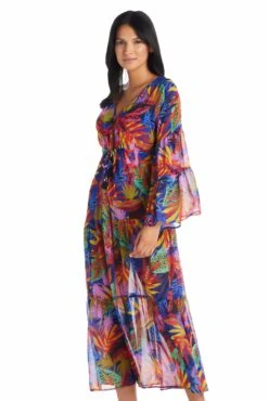 Night Safari Long Open Front Dress Cover Up -Bleu Rod Beattie Sales bleu rod night safari dress cover up long chiffon open front dress swim cover up ns 35113691087023