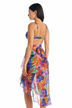 Night Safari Long Chiffon Ruffle Pareo Cover Up -Bleu Rod Beattie Sales bleu rod night safari pareo cover up long chiffon ruffle pareo swim cover up ns 35113695117487