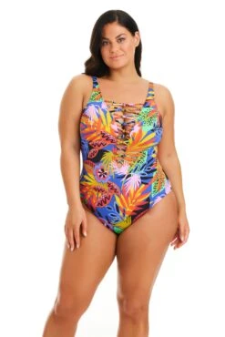 Night Safari Plunge Lace Down One Piece Swimsuit Plus -Bleu Rod Beattie Sales bleu rod night safari plus 1 pc plunge lace down one piece swimsuit plus ns 35265795621039