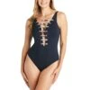 Party Animal Plunge Lace Down One Piece Swimsuit -Bleu Rod Beattie Sales bleu rod party animal 1 pc lace down one piece swimsuit pa 35113607594159