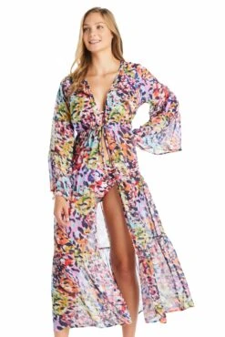Party Animal Long Open Front Dress Cover Up -Bleu Rod Beattie Sales bleu rod party animal dress cover up long chiffon open front dress swim cover up pa 35113612902575