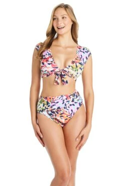 Party Animal Draped High Waisted Bikini Bottom