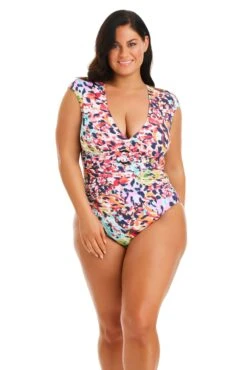 Party Animal Cap Sleeve One Piece Swimsuit Plus -Bleu Rod Beattie Sales bleu rod party animal plus 1 pc 16w party animal cap sleeve one piece swimsuit plus pa 35265852604591 1