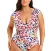 Party Animal Cap Sleeve One Piece Swimsuit Plus -Bleu Rod Beattie Sales bleu rod party animal plus 1 pc party animal cap sleeve one piece swimsuit plus 36448690372783