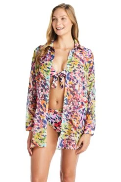 Party Animal Short Shirt Cover Up -Bleu Rod Beattie Sales bleu rod party animal shirt cover up chiffon boy shirt swim cover up pa 35113540092079