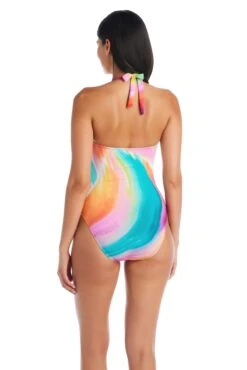 Splash Out One Piece Halter Tie Back Swimsuit -Bleu Rod Beattie Sales bleu rod splash out 1 pc one piece halter tie back mesh side swimsuit so 35113874915503