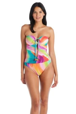 Splash Out Bandeau Tie Front One Piece Swimsuit -Bleu Rod Beattie Sales bleu rod splash out 1 pc tie neck bandeau one piece swimsuit so 35113868755119