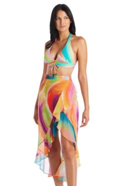 Splash Out Long Chiffon Ruffle Pareo Cover Up -Bleu Rod Beattie Sales bleu rod splash out pareo cover up long chiffon ruffle pareo swim cover up so 35113849520303