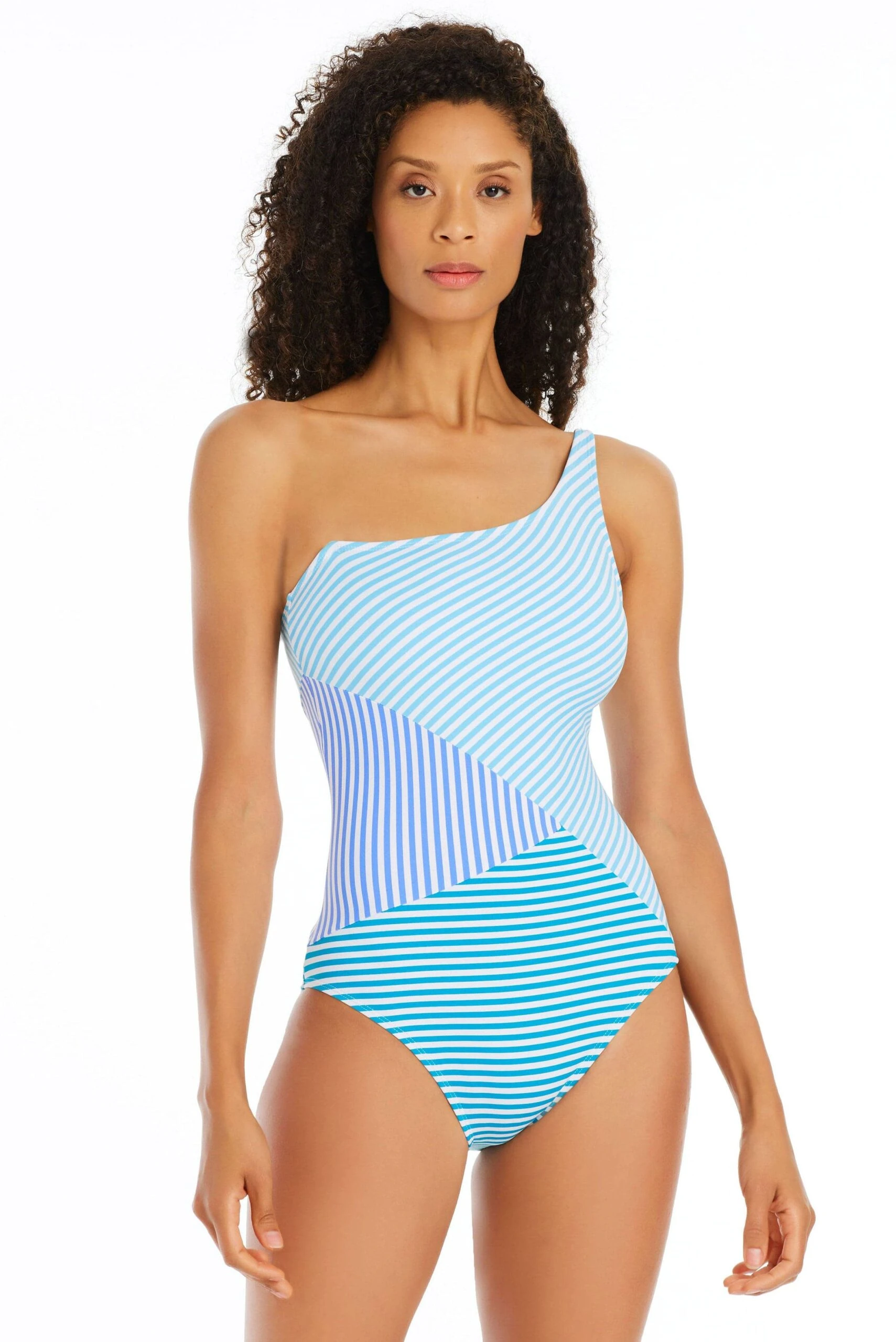Stripe Tease One Shoulder One Piece Swimsuit 3 Stripe Tease One Shoulder One Piece Swimsuit