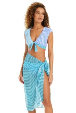 Bleu Rod Beattie Women's Stripe Tease Pareo Cover Up