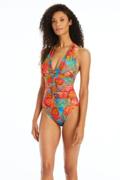 The Heat Is On Halter One Piece Swimsuit -Bleu Rod Beattie Sales bleu rod the heat is on 1 pc 4 ht multi the heat is on halter one piece swimsuit 35797289304239