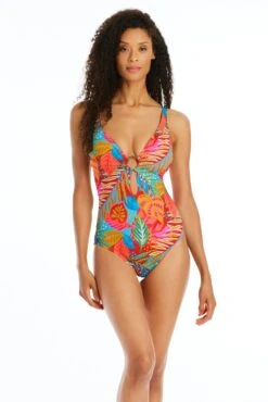 The Heat Is On Plunge One Piece Swimsuit -Bleu Rod Beattie Sales bleu rod the heat is on 1 pc 4 ht multi the heat is on plunge one piece swimsuit 35797504655535