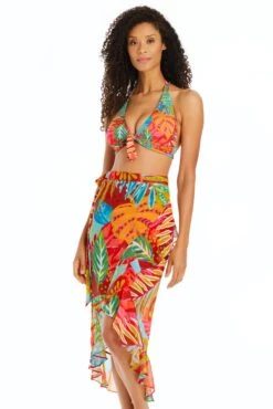 The Heat Is On Ruffle Pareo Beach Cover Up