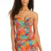 The Heat Is On Draped Bandeau Tankini Top