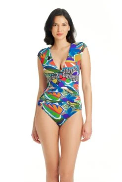 The Mix Cap Sleeve One Piece Swimsuit 9 The Mix Cap Sleeve One Piece Swimsuit -Bleu Rod Beattie Sales bleu rod themix 1 pc the mix cap sleeve one piece swimsuit 36109897334959