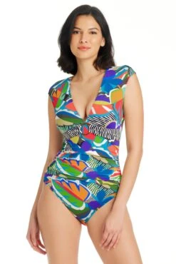 The Mix Cap Sleeve One Piece Swimsuit