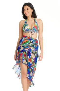 The Mix Long Chiffon Ruffle Pareo Cover Up