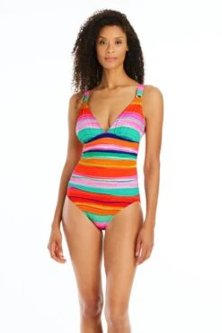 Winning Streak Surplice One Piece Swimsuit -Bleu Rod Beattie Sales bleu rod winning streak 1 pc 4 ws multi winning streak surplice one piece swimsuit 35796354367663