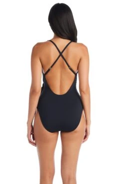 All Tied Up Surplice Tie Side One Piece Swimsuit -Bleu Rod Beattie Sales blue rod all tied up 1 pc surplice tie side one piece swimsuit atu 35128390221999