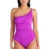 Let's Get Twisted Shirred One Shoulder One Piece Swimsuit -Bleu Rod Beattie Sales blue rod fsale 1 pc let s get twisted shirred one shoulder one piece swimsuit 36448471744687