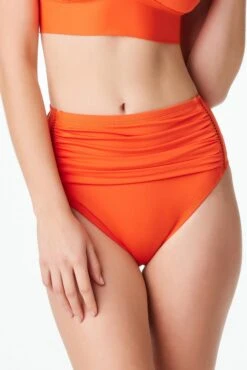 Behind The Seams High Waisted Shirred Bikini Bottom