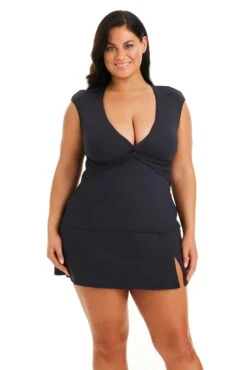Let's Get Twisted Cap Sleeve Tankini Top Plus