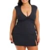 Let's Get Twisted Cap Sleeve Tankini Top Plus -Bleu Rod Beattie Sales blue rod let s get twisted tankini 16w black cap sleeve tankini top plus lgt 35211725340847